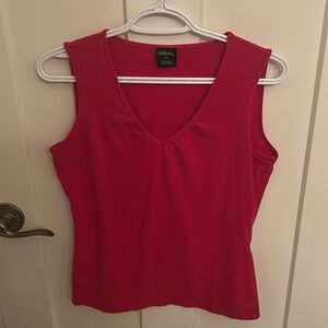 Tribal red sleeveless V-neck top, size small